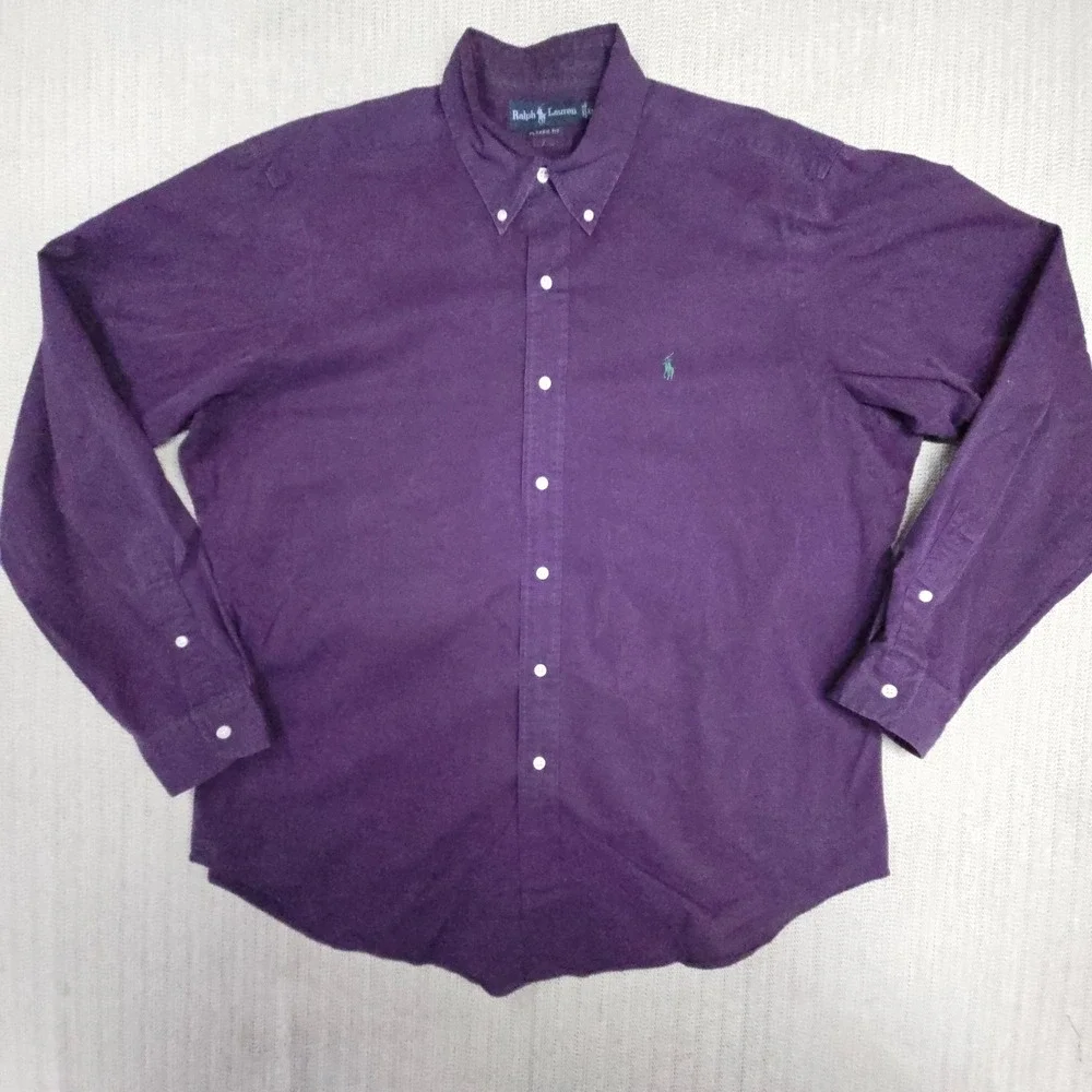 Vintage Polo Ralph Lauren Shirt Mens XL Purple Long Sleeve Button Up Blue Pony